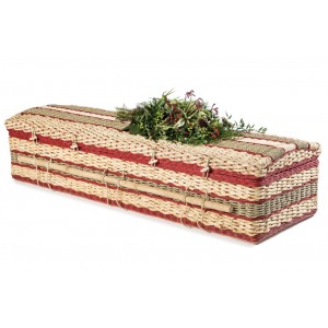 Premium Banana Imperial (Rectory Red & Natural) Casket. Eco Friendly Fair Trade Coffins